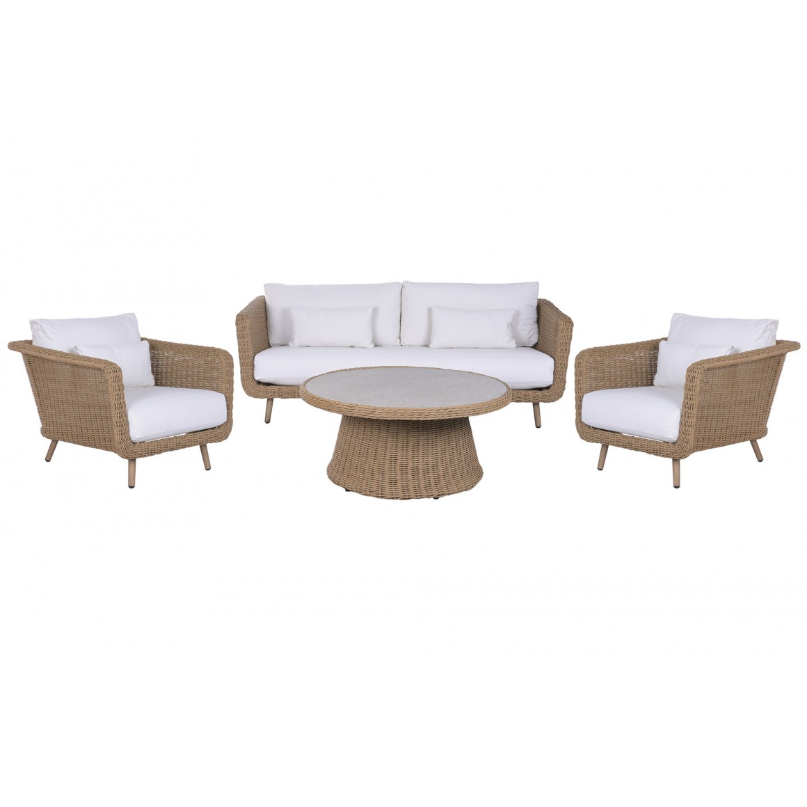 Conjunto de Sofá de 4 peças em Alumínio e Rattan Sintético Conjunto de Sofá de 4 peças em Alumínio e Rattan Sintético