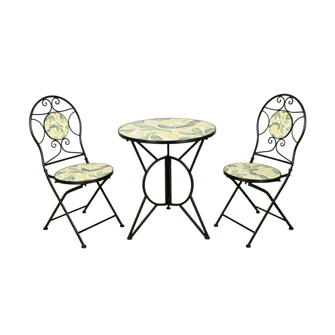 Conjunto de Mesa de 3 peças em ferro e pedra Conjunto de Mesa de 3 peças em ferro e pedra