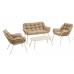 Conjunto de Sofá de 4 peças em rattan sintético e metal