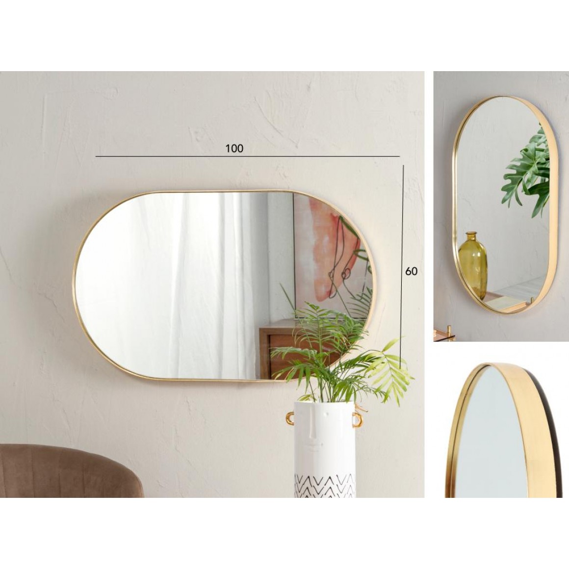 Espelho Oval com Fina Moldura 