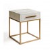 Mesa-de-cabeceira carvalho branco patinado e metal dourado