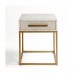 Mesa-de-cabeceira carvalho branco patinado e metal dourado